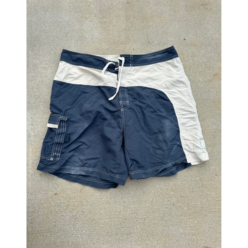 American Eagle Outfitters‎ Mens Board Shorts Navy Blue Cream Colorblock Size 36